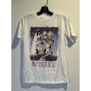 Beetlejuice Women's LARGE Ghost with the Most Showtime T-Shirt White